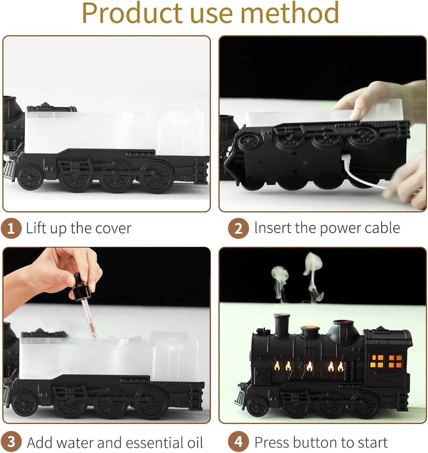 Train Diffusers for Essential Oils,300Ml Magic Train Diffuser, Large Room Remote Control Aromatherapy Diffuser, Ultrasonic Cool Mist Humidifier Auto off for Office Bedroom