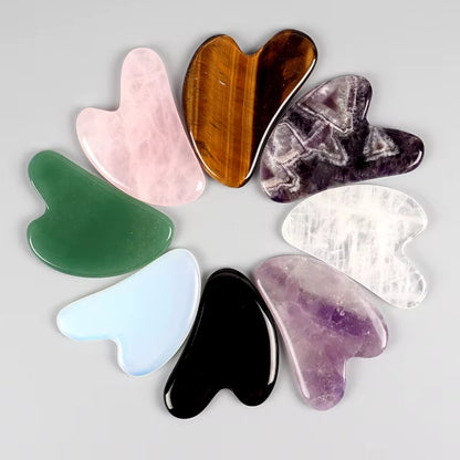 Natural Stone Face Care Massager Rose Quartz Amethyst Crystal Facial Gua Sha Tool Skin Massage Mineral Stone Beauty Products