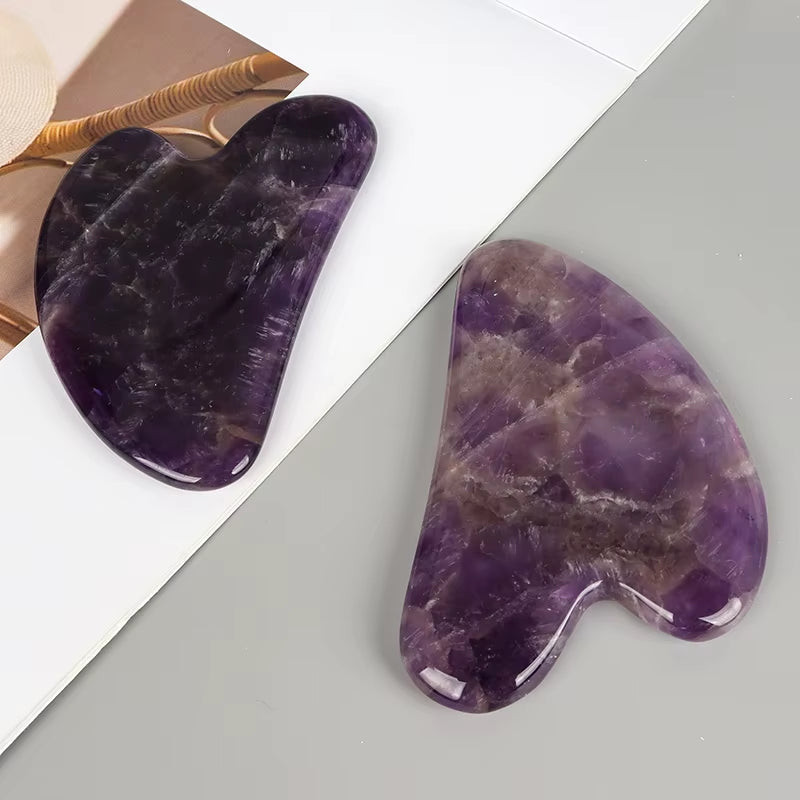 Natural Stone Face Care Massager Rose Quartz Amethyst Crystal Facial Gua Sha Tool Skin Massage Mineral Stone Beauty Products