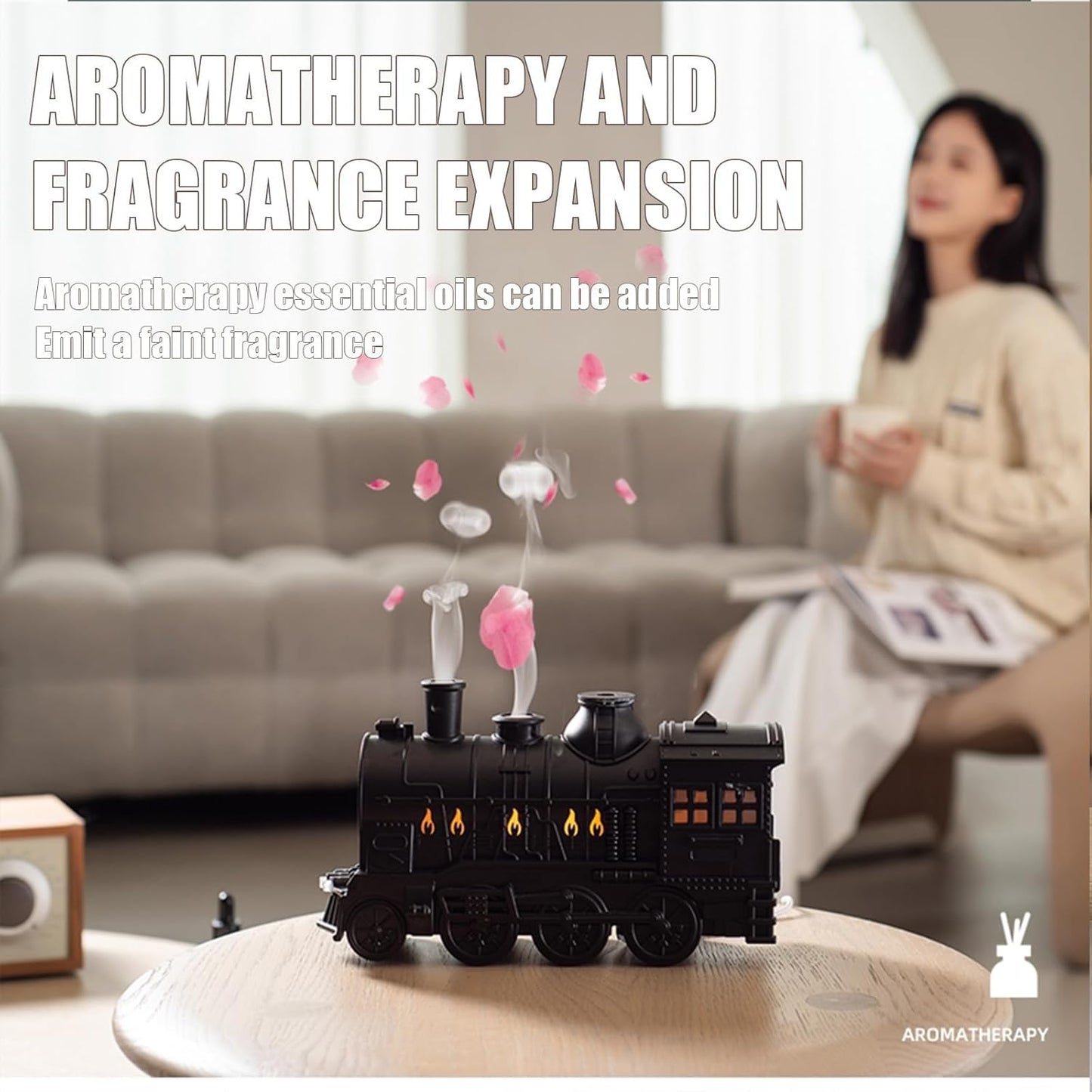 Train Diffusers for Essential Oils,300Ml Magic Train Diffuser, Large Room Remote Control Aromatherapy Diffuser, Ultrasonic Cool Mist Humidifier Auto off for Office Bedroom