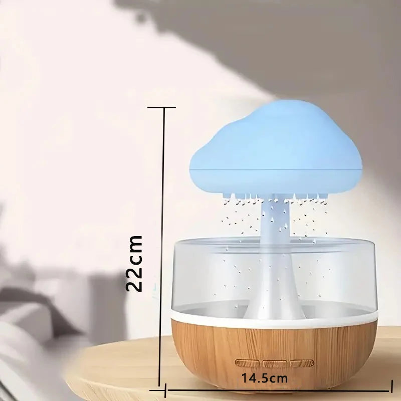 Rain Cloud Humidifier Rain Colorful Mushroom Cloud Raindrop Atmosphere Lamp Night Light Essential Oil Small Aromatherapy Machine