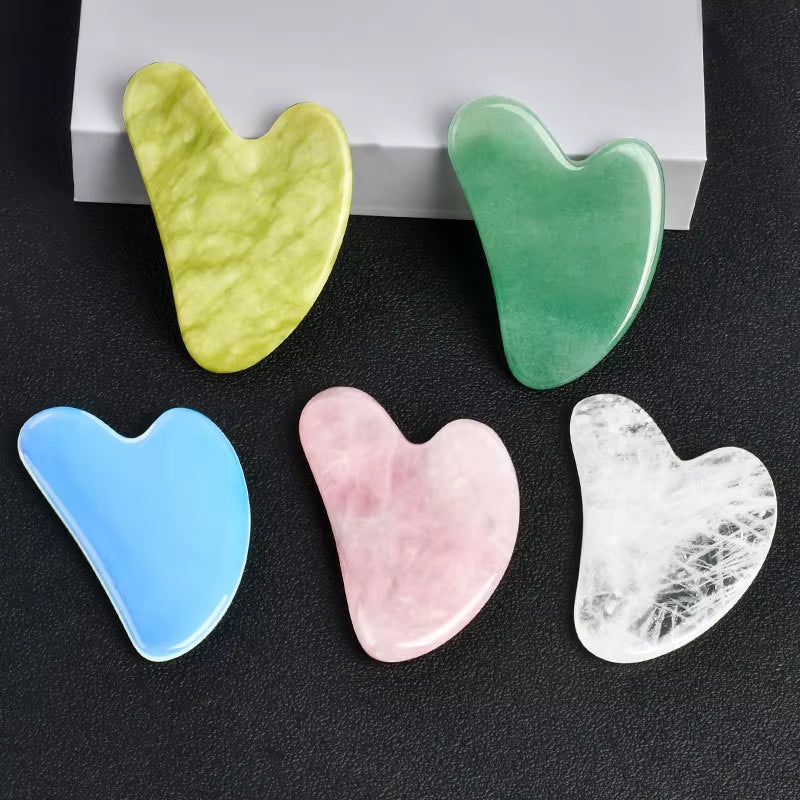 Natural Stone Face Care Massager Rose Quartz Amethyst Crystal Facial Gua Sha Tool Skin Massage Mineral Stone Beauty Products